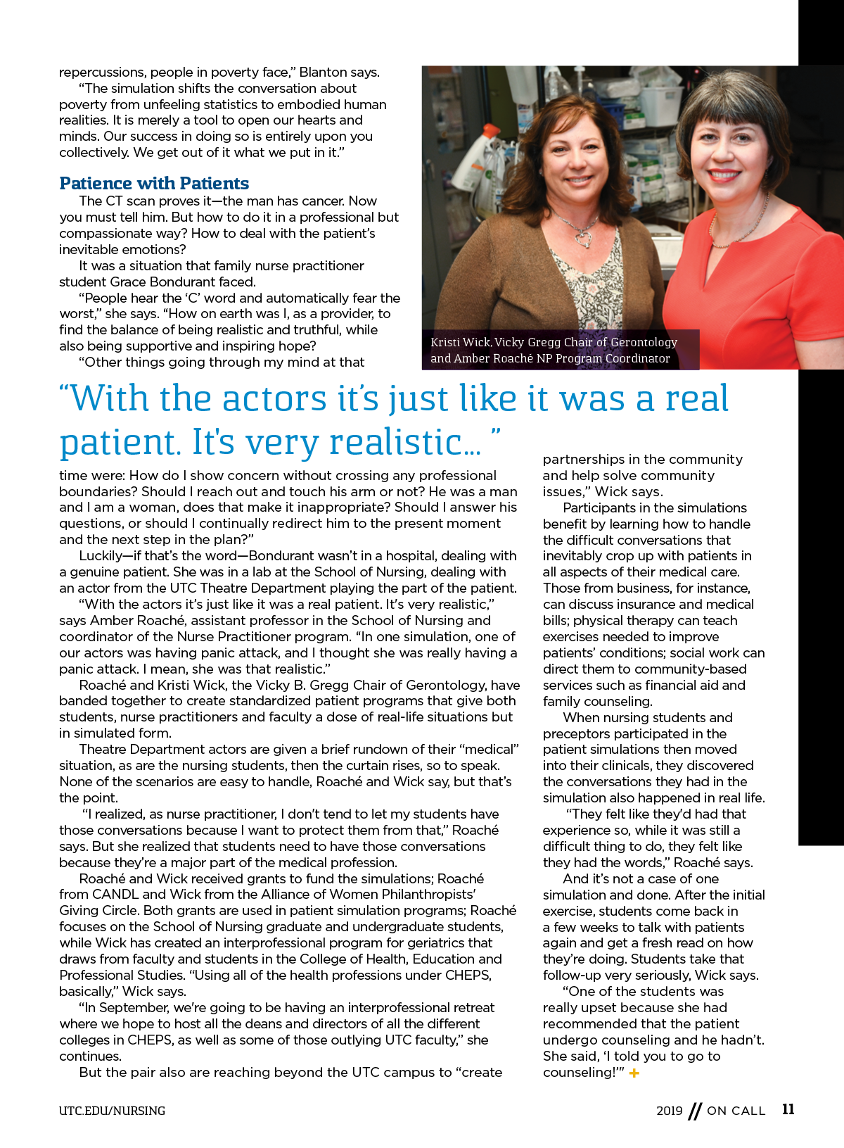 UTC Nursing On Call Magazine; text equivalent available at utc.edu/nursing/magazine